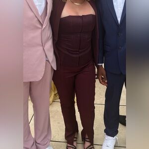 Club L London Vita Plum High Waist Flared Trousers With Side Zip